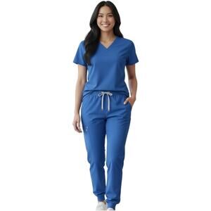 FIGS Jogger Pants Pull On Scrubs Zip Cargo Pocket Blue Women’s Size Medium